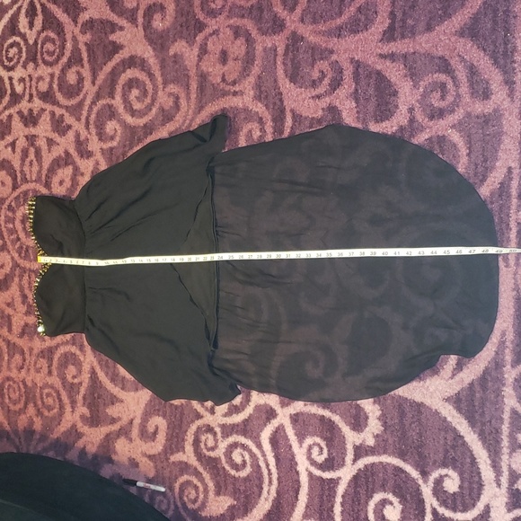 Windsor gold spiked sweetheart dress with sheer high-low skirting L - Picture 6 of 16